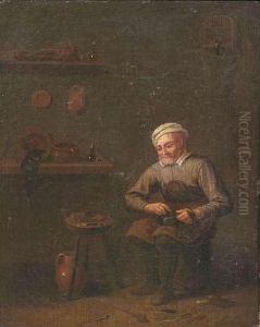 The Cobbler's Workshop. Oil/canvas/canvas