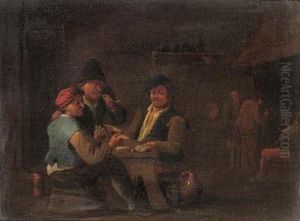 Peasants Playing Cards In An Inn by David The Younger Teniers