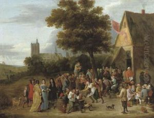 A Peasant Feast Before An Inn, The Church Of Sainte-gudule, Brussels Beyond