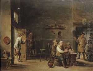 Peasants Smoking In An Interior With Other Figures By A Fireplace by David The Younger Teniers