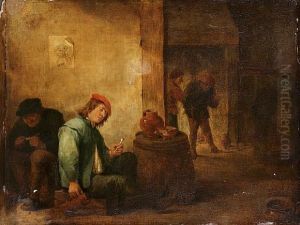 A Tavern Interior With Peasants Smoking And Drinking by David The Younger Teniers
