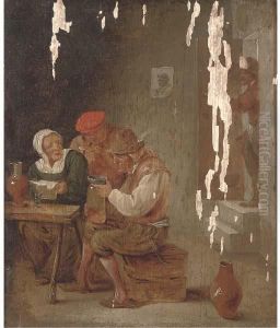 Boors Drinking And Smoking In A Tavern