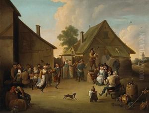 Villagers Dancing And Frolicking Outside An Inn