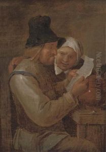 A Peasant Couple Reading A Letter In An Interior by David The Younger Teniers