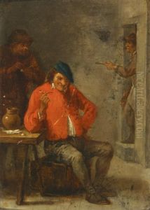 Men Smoking Meerschaum Pipes In A Tavern by David The Younger Teniers