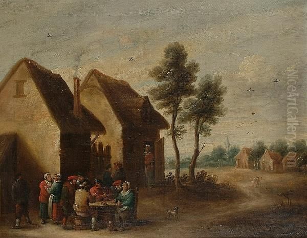 Peasants Drinking And Smoking Outside A Country Inn - view 1