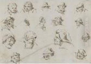 A Sheet Of Studies Of Heads