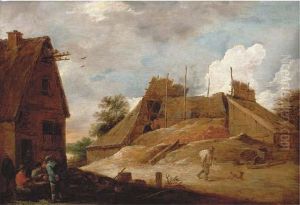 Peasants Outside An Inn With A Lime Kiln Beyond