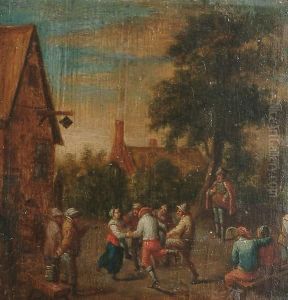 Figures Dancing Before An Inn