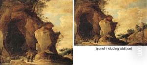 A Landscape With Monks Preparing Food At A Shrine In A Cave by David The Younger Teniers