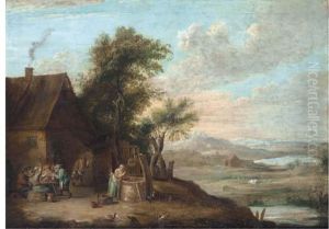 A River Landscape With Peasants
Smoking And Drinking Outside Aninn, With A Women Getting Water From A
Well by David The Younger Teniers