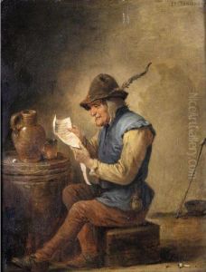 Interior With A Boor Reading A Letter