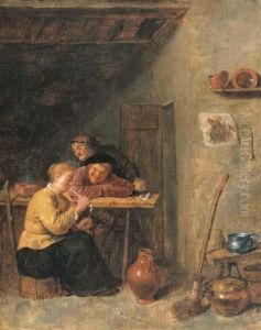 Peasants And A Serving Maid In A Tavern by David The Younger Teniers
