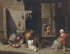 A Farmhouse Interior With A Woman Asleep On A Chair