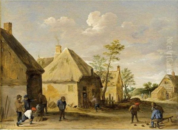 Peasants Bowling In A Village Street - view 1