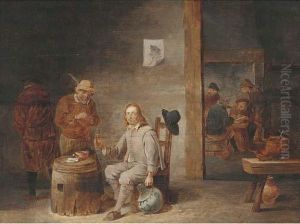 Peasants Smoking And Drinking In A Tavern by David The Younger Teniers