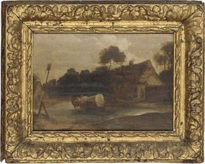 A Horse And Cart Fording A River A Horse And Cart Fording A River