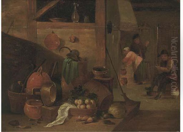 A Kitchen Interior With Peasants - view 1