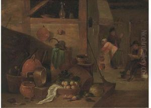 A Kitchen Interior With Peasants by David The Younger Teniers