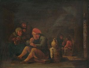 A Tavern Interior With Peasants Smoking And Drinking by David The Younger Teniers