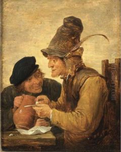 Two Peasants Drinking At A Table