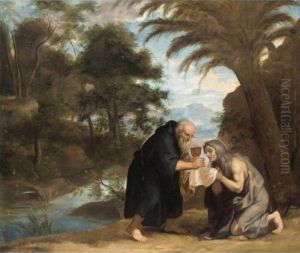 Saint Mary Of Egypt Receiving Her Last Communion From Zosimus
