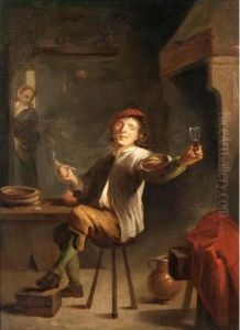 An Interior With A Happy Toper And A Lady Beyond thumbnail
