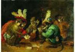 Singerie : Une Partie De Cartes by David The Younger Teniers