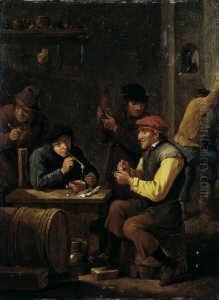 Interieur Mit Rauchenden Bauern. by David The Younger Teniers