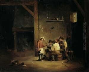 Kartenspielende Manner Im Wirtshaus. by David The Younger Teniers