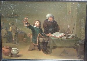 A Chemist Working In His Study