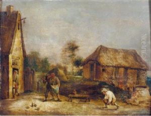 A Landscape With Boors Playing Skittles