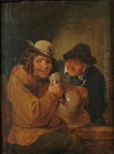 Two Peasants At A Table by David The Younger Teniers