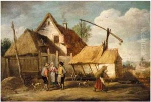 A Landscape With Boors Outside A Cottage A Landscape With Boors Outside A Cottage