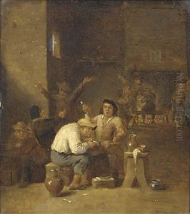 Peasants Smoking And Drinking In A Tavern by David The Younger Teniers
