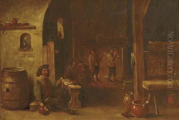 Boors Drinking And Smoking In An Inn - view 1