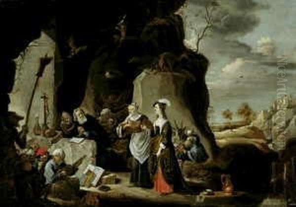 Die Versuchung Des Hl. Antonius.
Der Von Spukgestalten Und Hexen Umgebene Heilige In Einer Grotte. - view 1