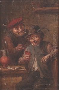 Two Peasants Smoking And Drinking In A Tavern by David The Younger Teniers