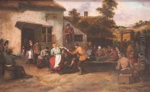 Peasants Dancing And Merrymaking
 Before A Tavern; Peasants Dancing, Drinking And Making Music In A 
Village Street