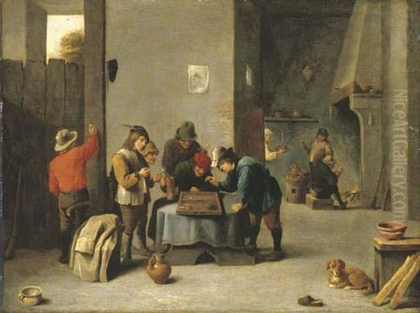 Peasants Playing Backgammon - view 1