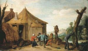 Peasants Merrymaking By A Cottage, A River Beyond by David The Younger Teniers