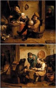 An Interior With Peasants Playing Cards by David The Younger Teniers