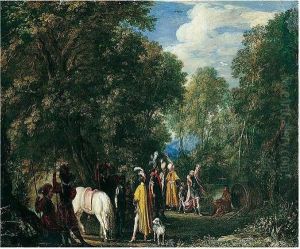 A Wooded Landscape With Alexander And Diogenes by David The Younger Teniers