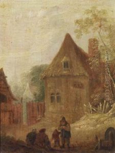Peasants Resting On A Track By A Farm