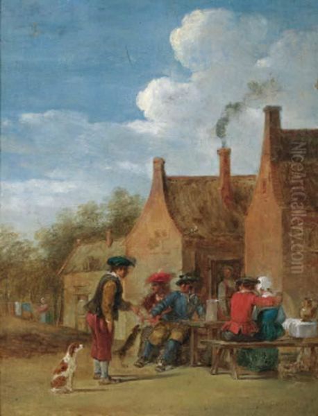 A Peasant Couple And Travellers At Table Outside An Inn - view 1