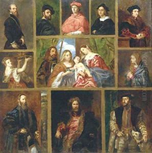 An imaginary gallery of paintings in the Prado, Madrid by Spanish School