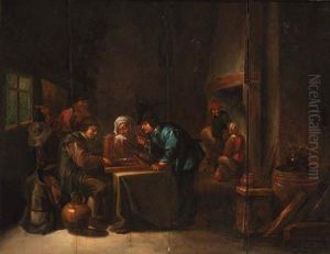 Peasants Playing Backgammon In An Interior