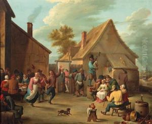 Peasants Merrymaking In The Courtyard Of An Inn by David The Younger Teniers