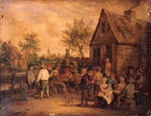 Boors Smoking, Drinking And Playing At Cards Outside An Inn