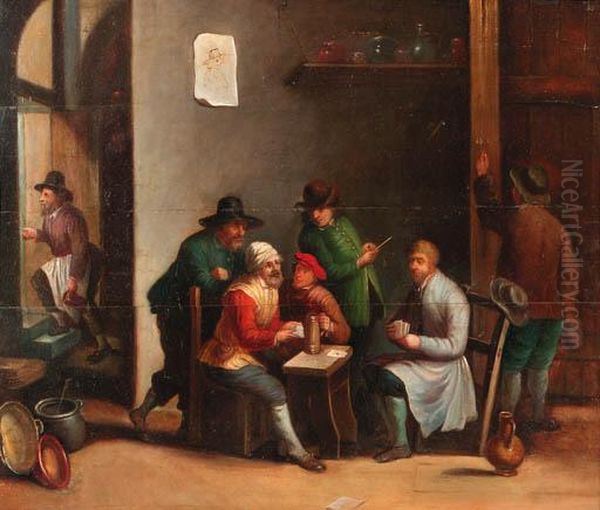 Boors Playing At Cards In An Inn - view 1